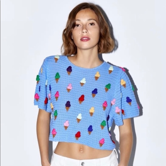 Zara | Tops | Zara Ice Cream Sweater 